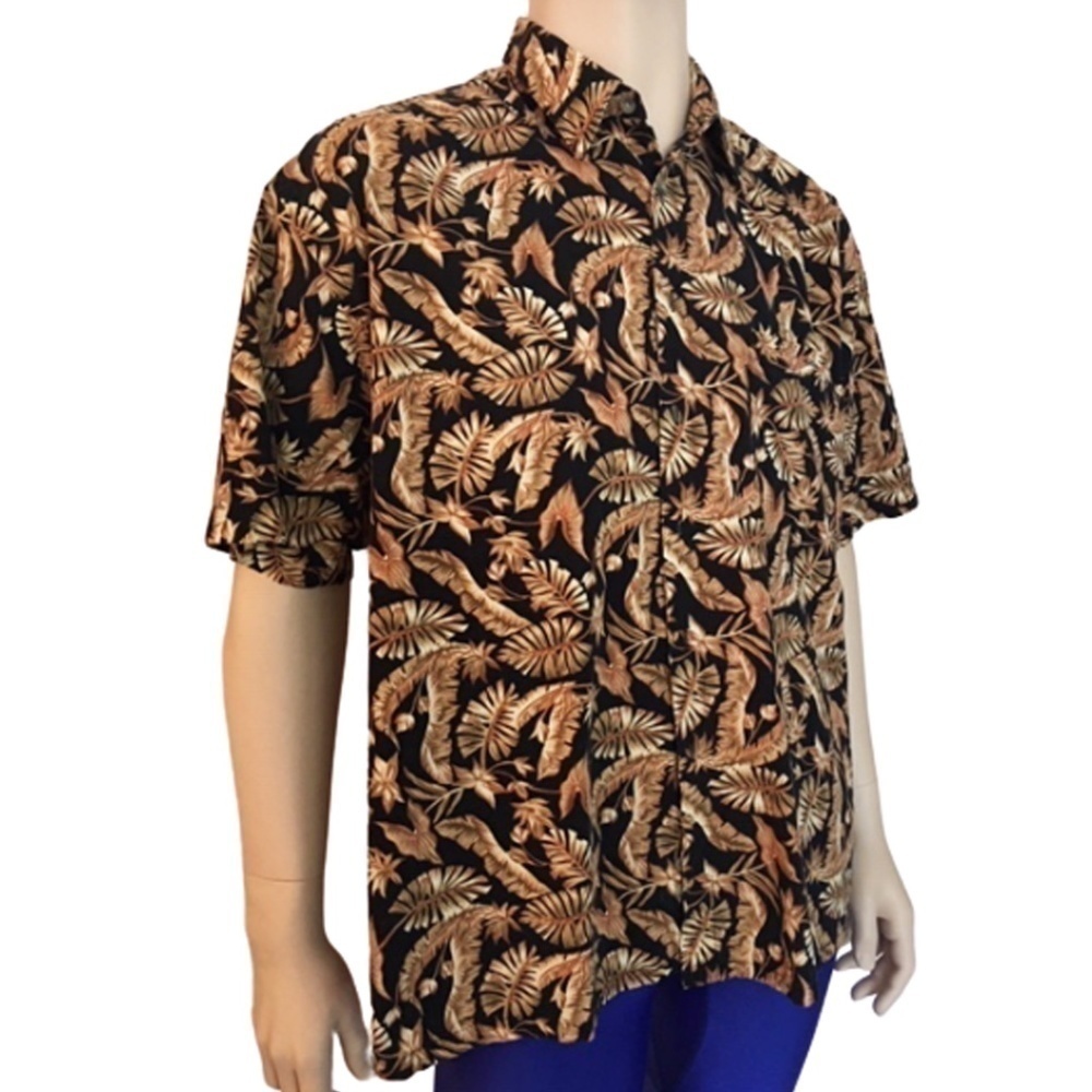 CAMPIA 100% Hawaiian Shirt Tropical Palm Leaves Aloha Short Sleeve NWOT